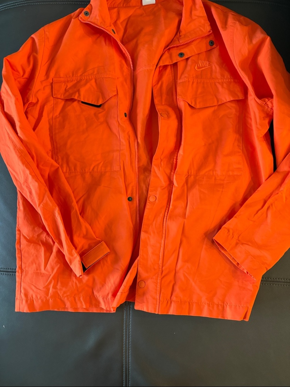 Nike Men's Orange Lightweight Shirt Jacket Windbreaker